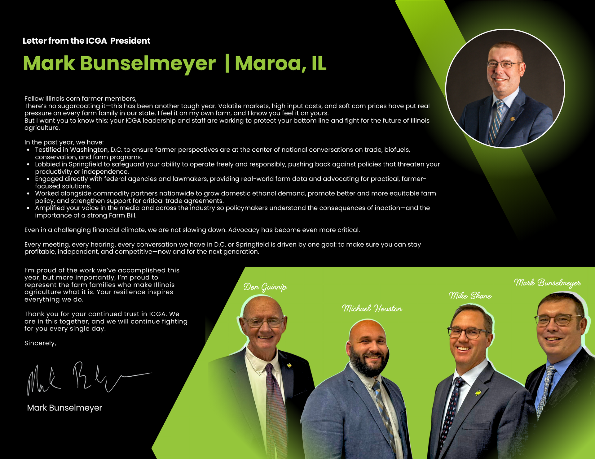 ICGA leaders and letter from president