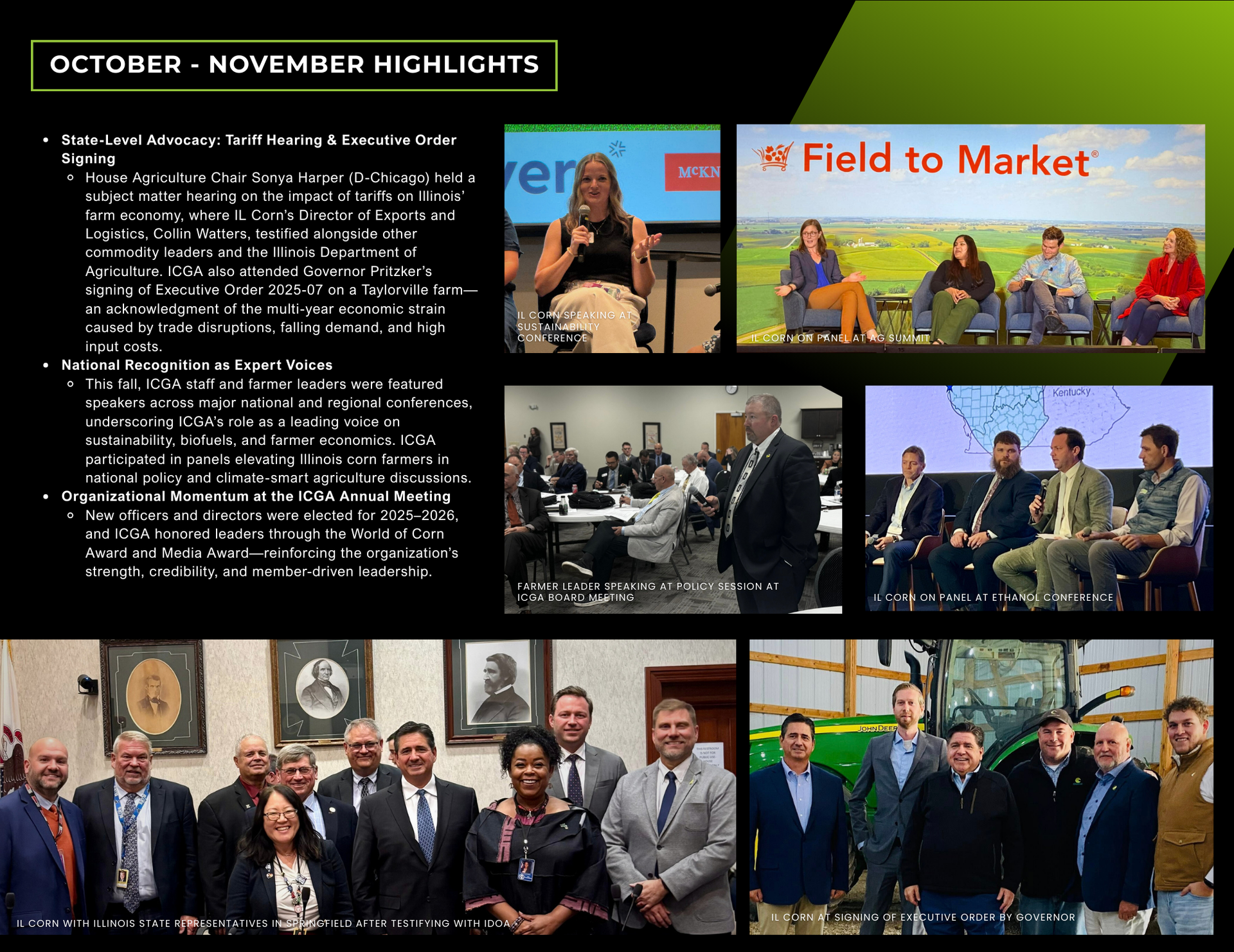 October through November 2025 - photos of il corn advocating for farmers