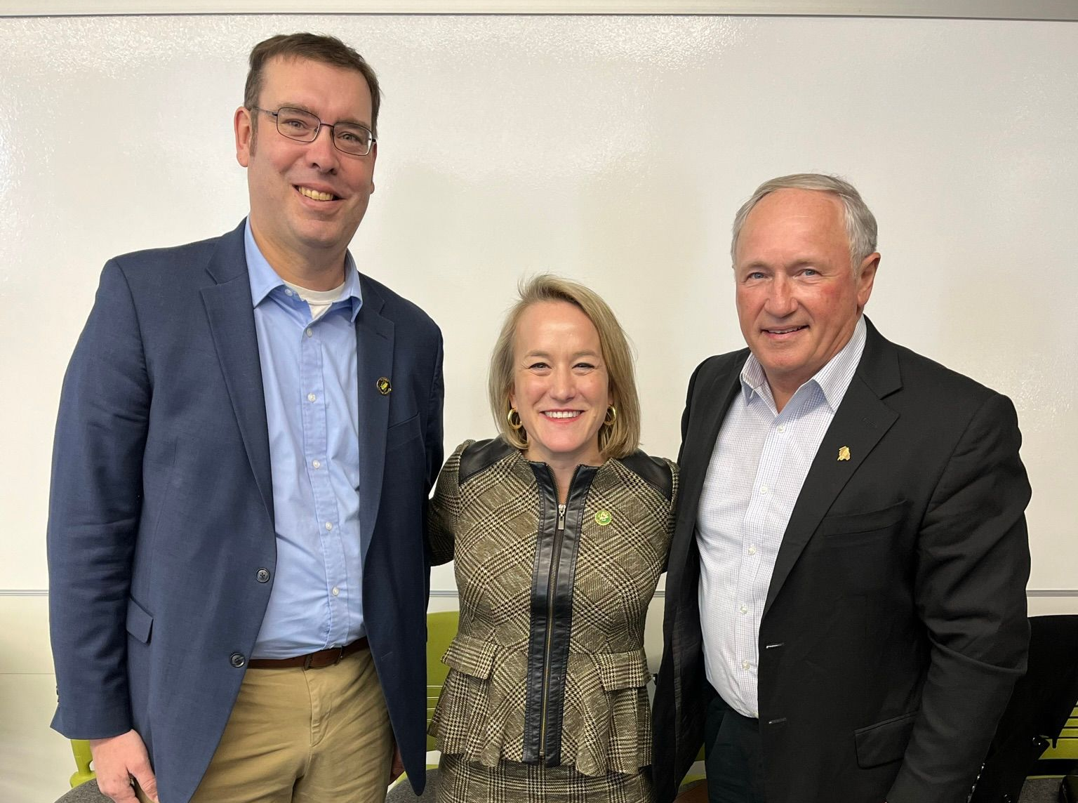 Mark Bunselmeyer, Congresswoman Budzinski, and Marty Marr