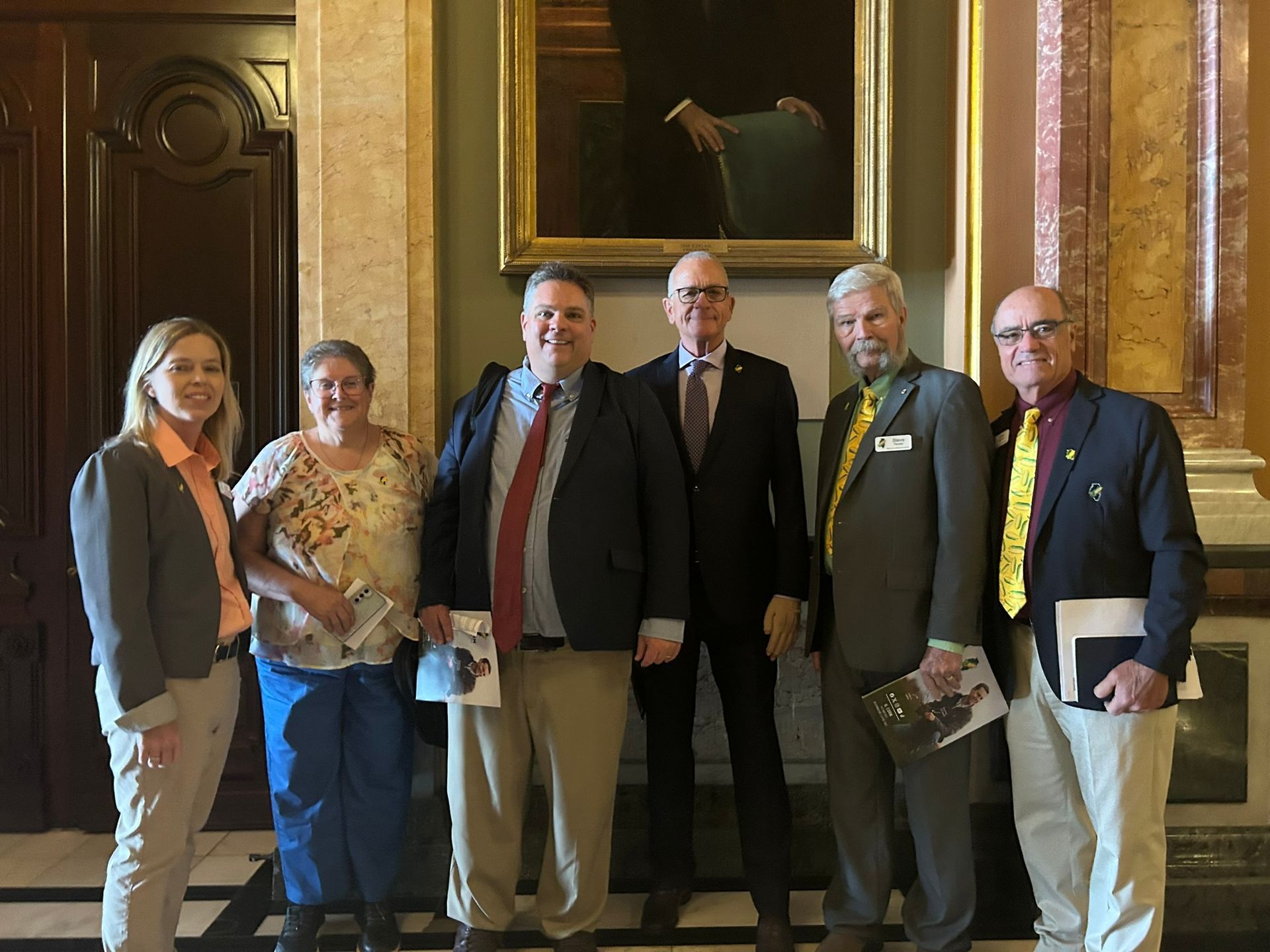 Sarah Hastings, Melinda Fourez, Sen. Chapin Rose, Mark Degler, Steve Fourez, and Dale Haudrich 
