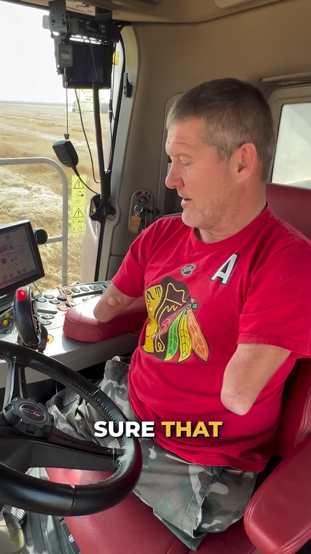 Chris Koch in a combine