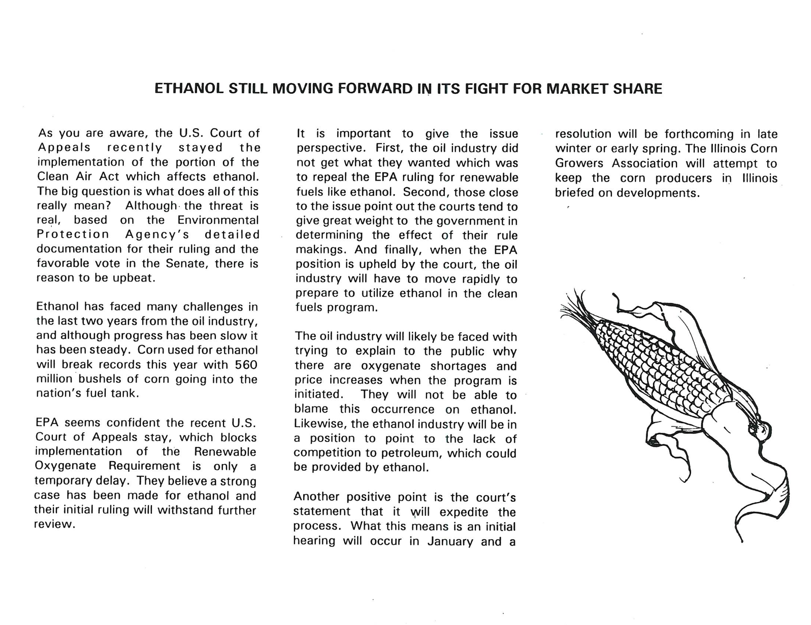 Ethanol market share news release IL Corn 1994