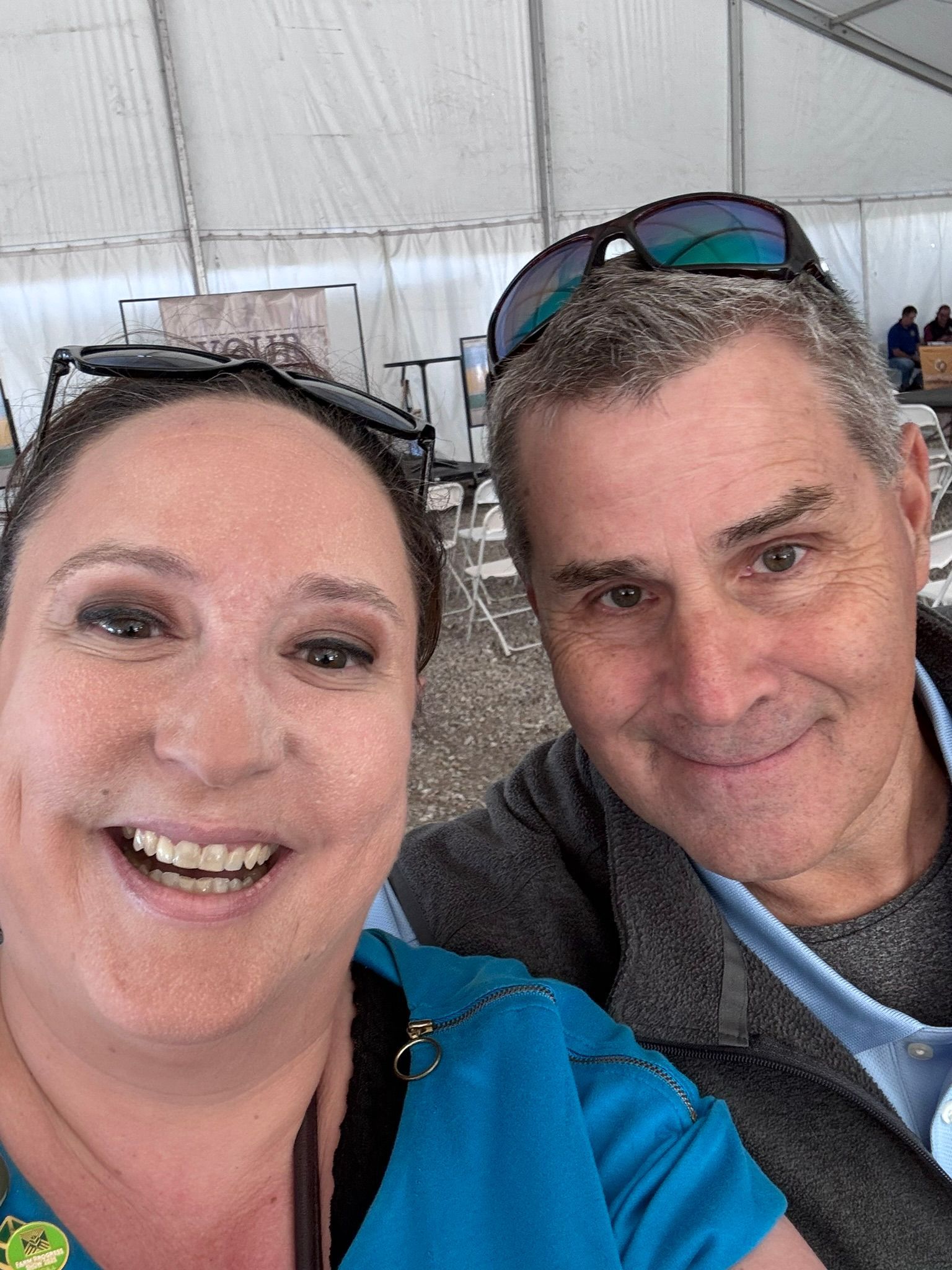 tara and tim thompson at farm progress show