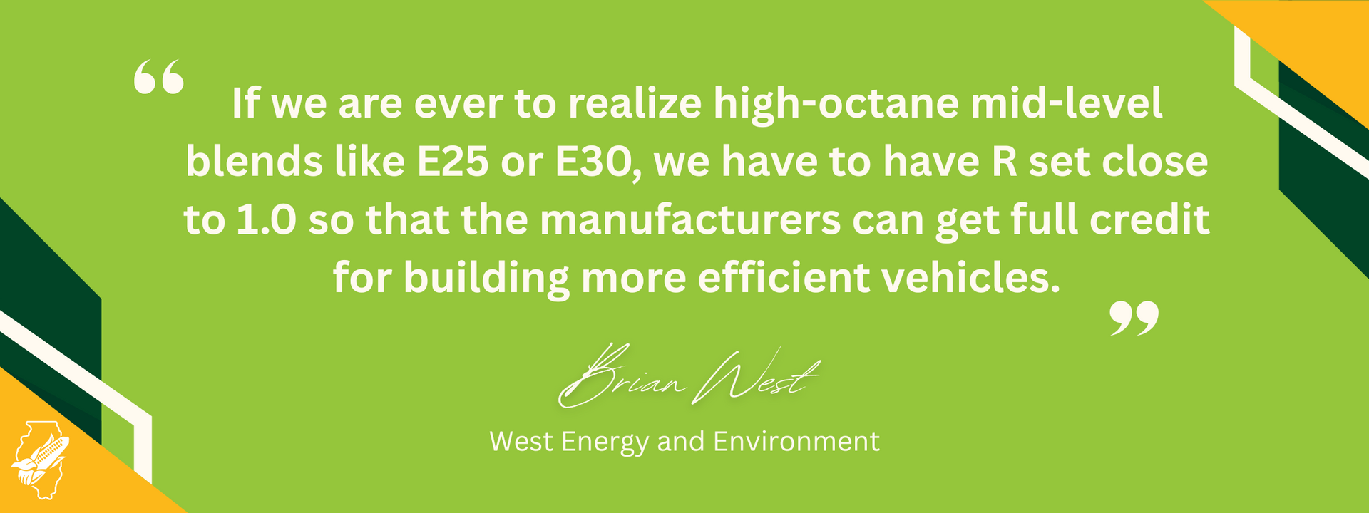 Quote about fuel efficiency, highlighting blends like E25 or E30 and setting