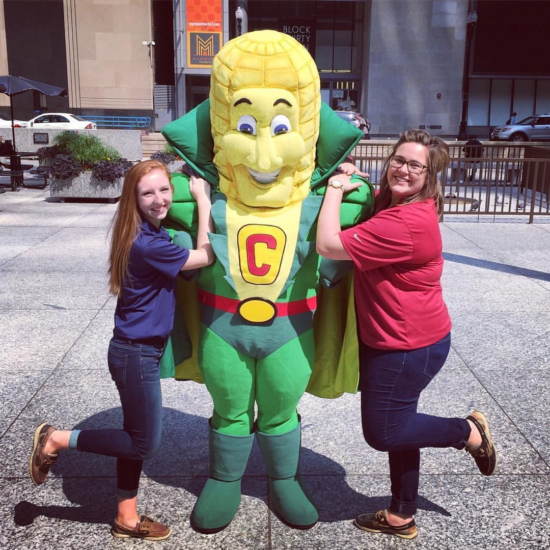 Kaity Bowman and fellow intern with Captain Cornelius