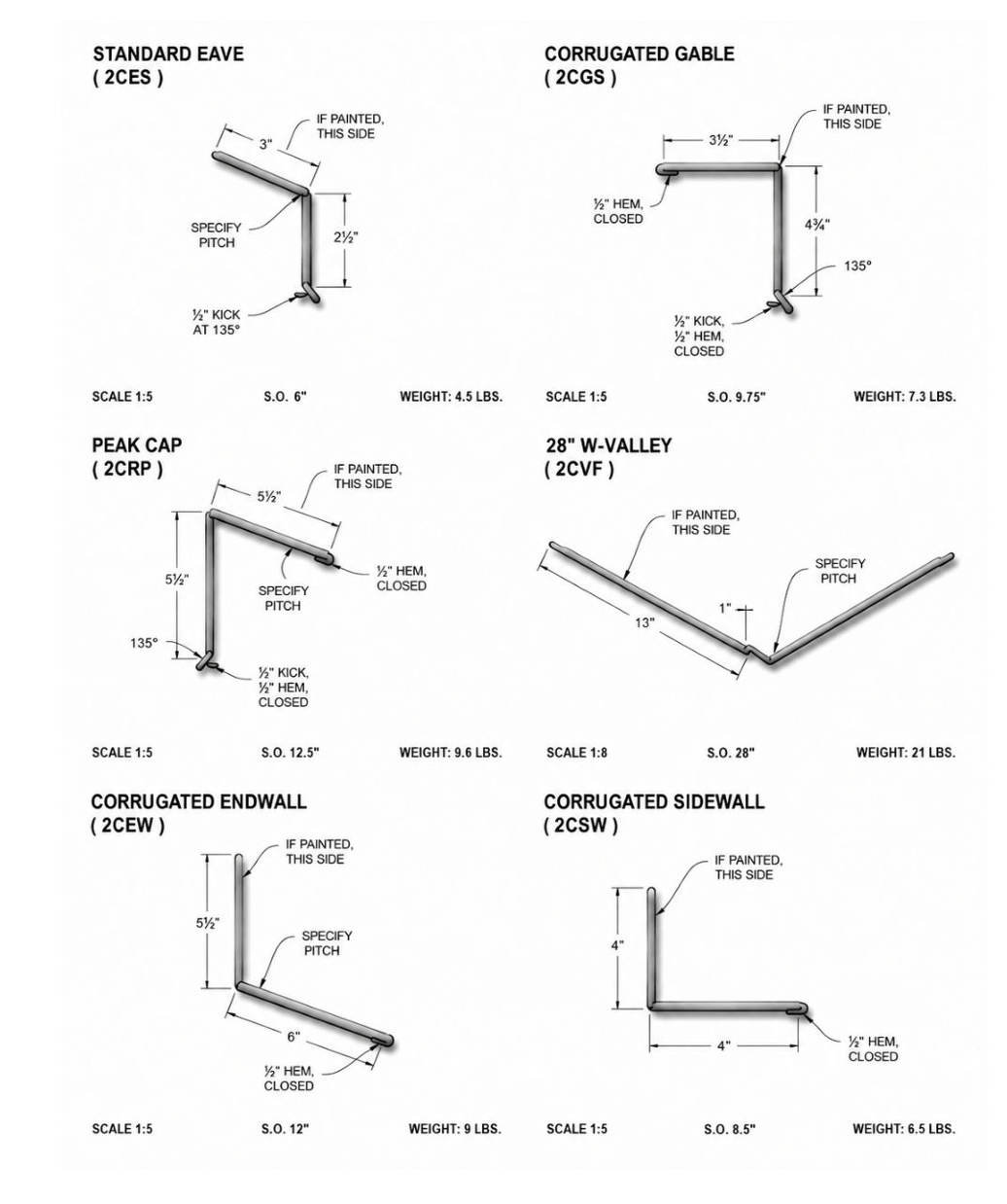 Technical diagram of eight stainless-steel stair and railing bracket profiles with dimensions and angles.