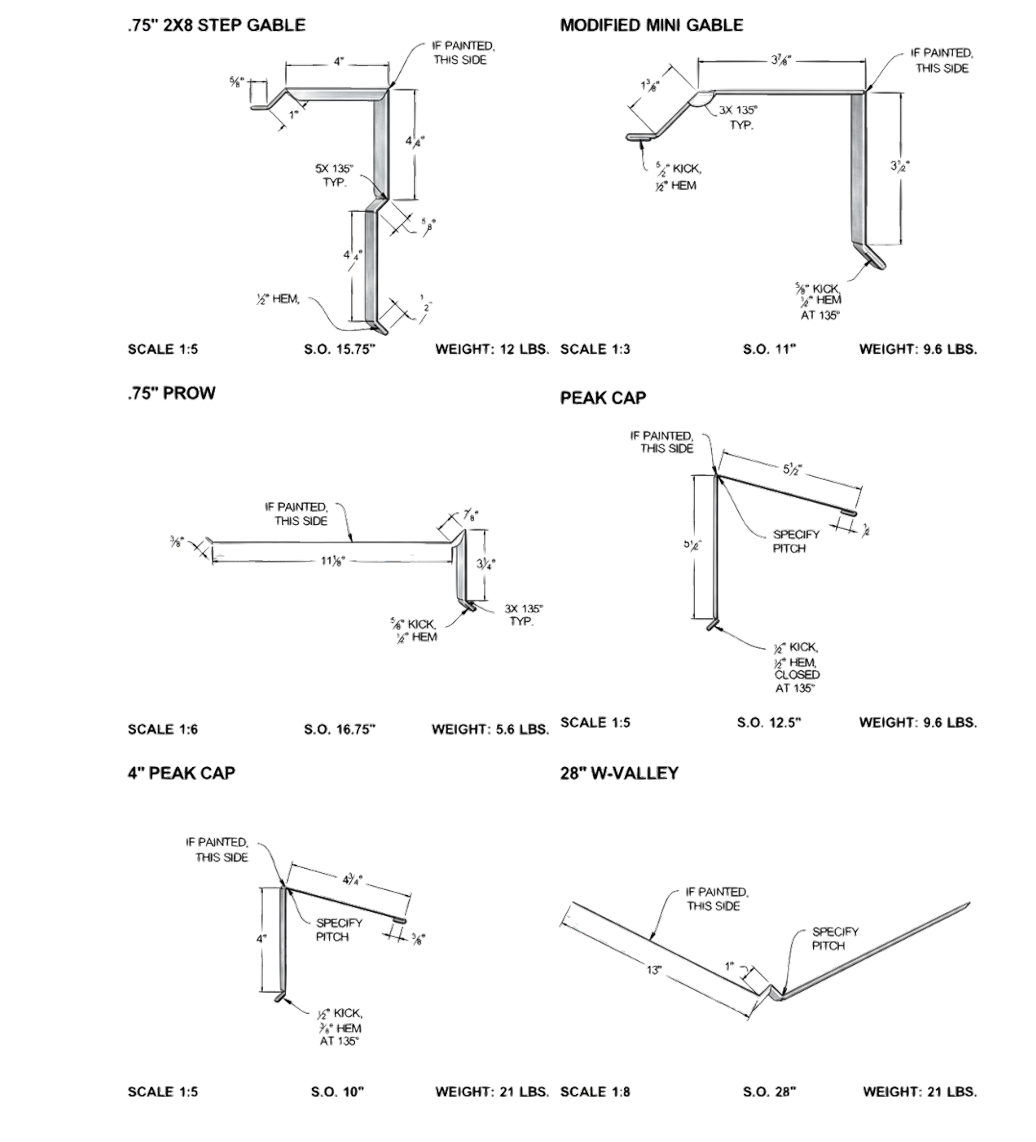 Technical drawing sheet showing several labeled pipe/duct elbow and bend diagrams with dimensions.
