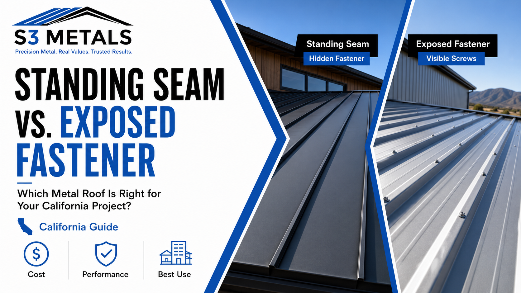standing seam vs exposed fastener metal roofing