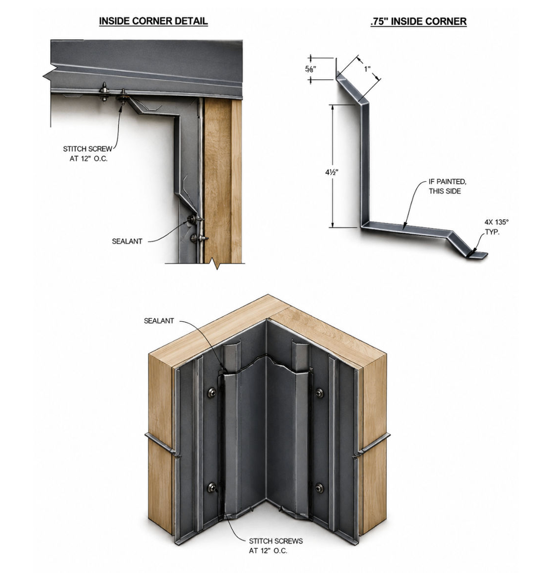 inside corner diagrams corrugated panels
