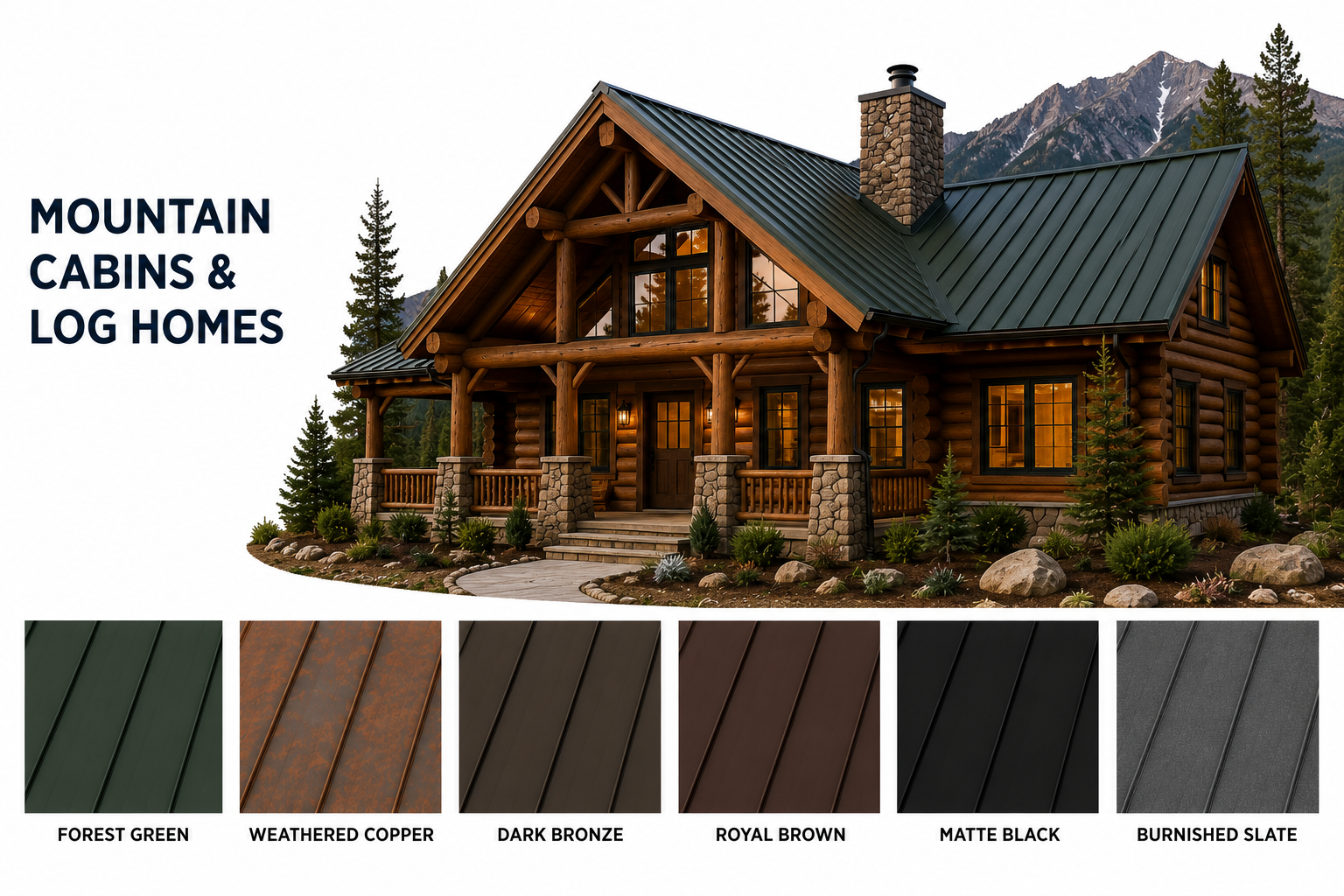 log cabin metal roofing colors