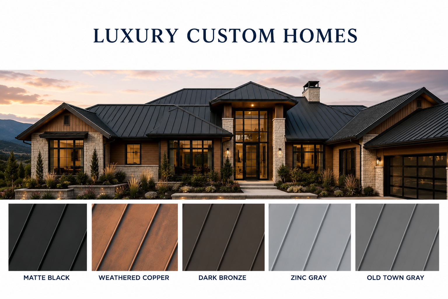 luxury custom home metal roofing colors