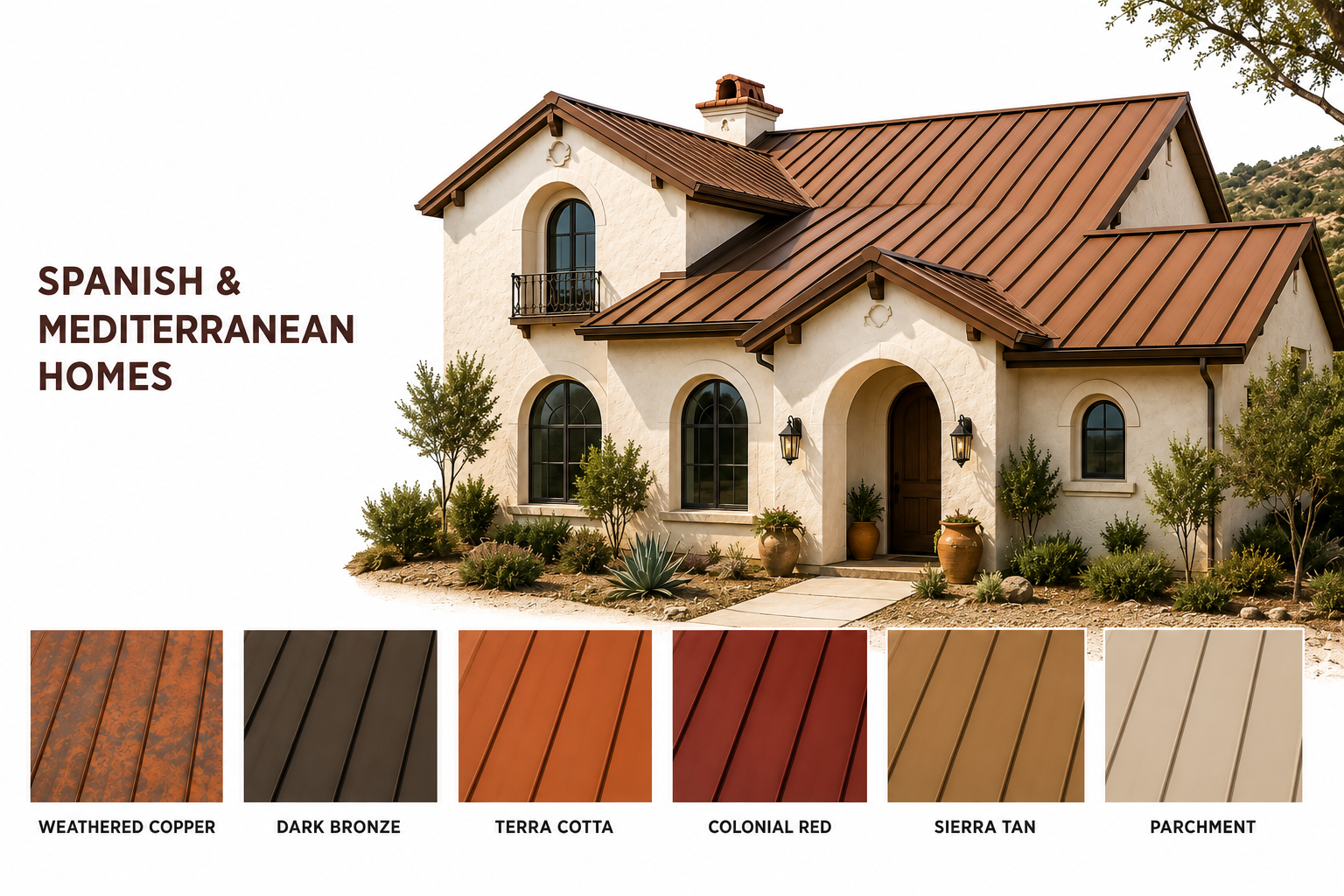 spanish and mediterranean metal roofing color