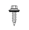 Black-and-white illustration of a metal screw with a washer and hex nut