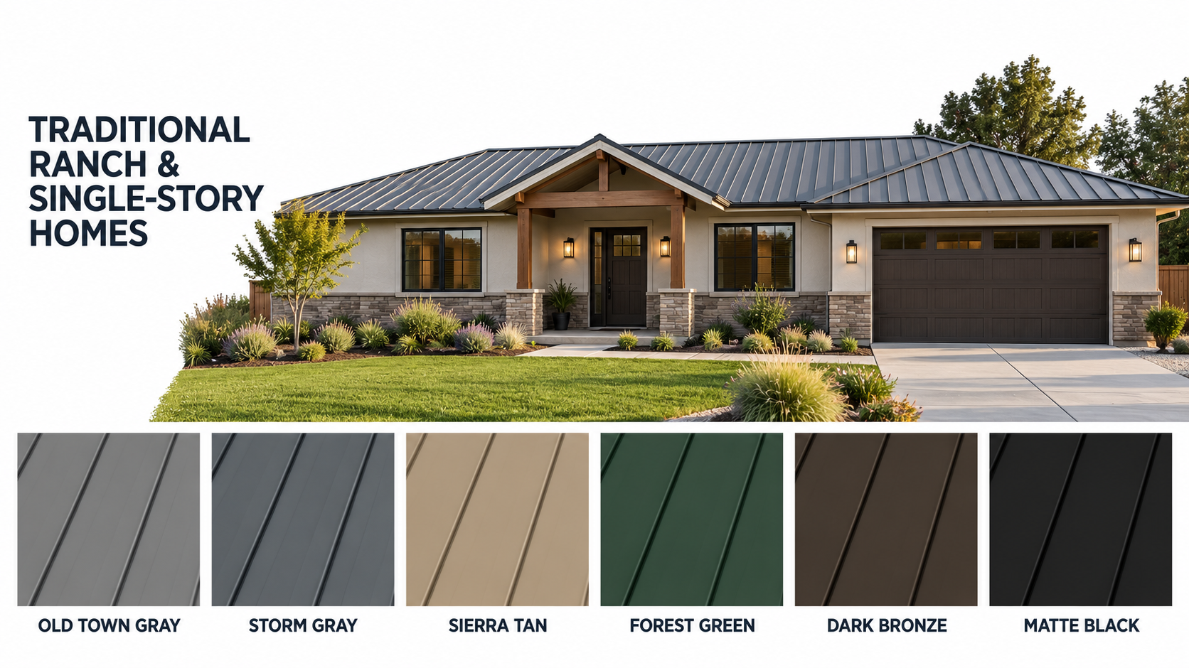 ranch style home metal roofing colors