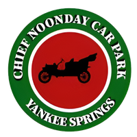 Chief Noonday Car Park, Yankee Springs logo with red center and motorcycle silhouette