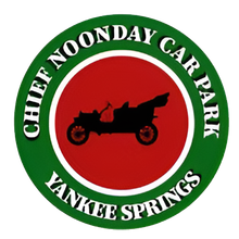 Chief Noonday Car Park, Yankee Springs logo with red center and motorcycle silhouette