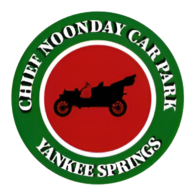 Chief Noonday Car Park, Yankee Springs logo with red center and motorcycle silhouette