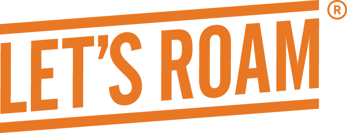 The logo for let 's roam is orange and white