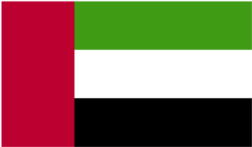 Die Flagge der Vereinigten Arabischen Emirate ist rot, grün, weiß und schwarz.