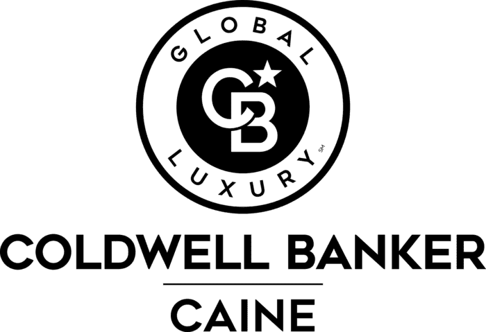 Coldwell Banker Caine Global Luxury logo in black and white