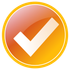 golden sphere with white checkmark icon