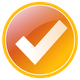 golden sphere with white checkmark icon