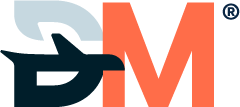 Logo with the letters DM in a stylized design. Symbol