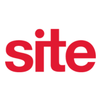 A red site logo on a white background