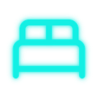 Turquoise bed icon on a white background