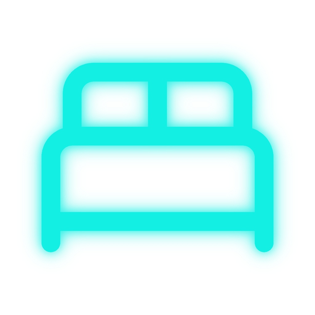Turquoise bed icon on a white background