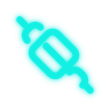 Glowing cyan plug icon on a white background