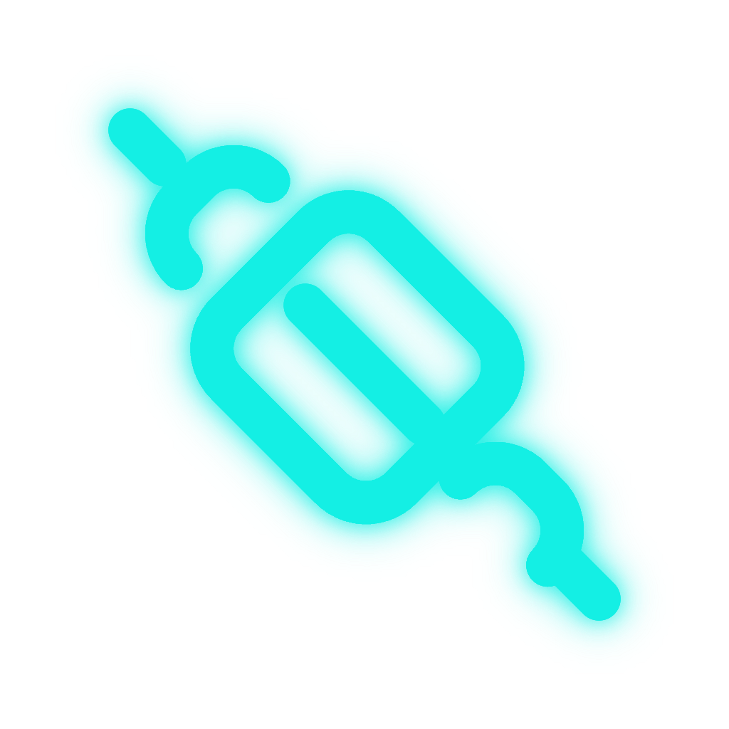 Glowing cyan plug icon on a white background