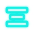 Turquoise stacked icon with three rounded horizontal bars on a white background