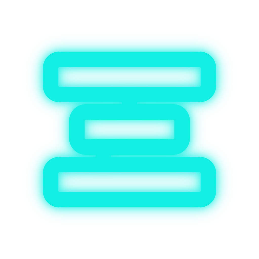 Turquoise stacked icon with three rounded horizontal bars on a white background