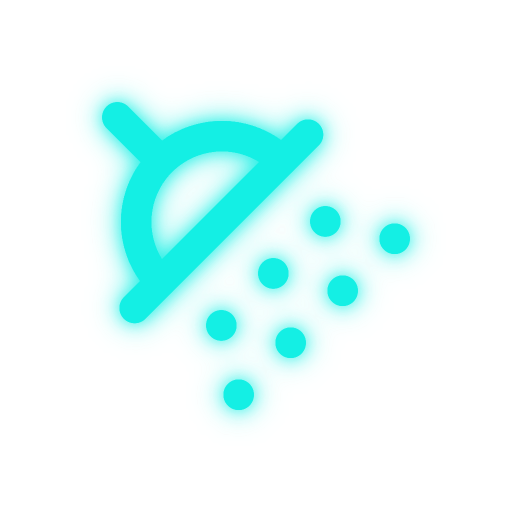 Turquoise weather icon of a rain shower with sun behind clouds