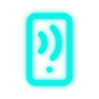 Turquoise phone icon with sound waves and a dot, suggesting wireless communication or signal alert