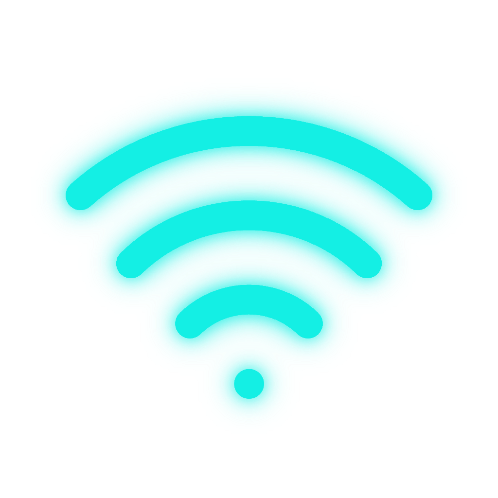 Turquoise Wi‑Fi signal icon on a white background