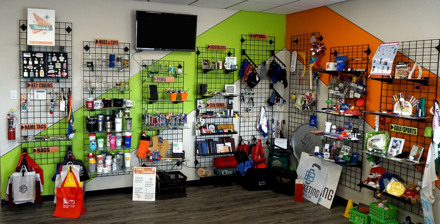 Showroom of various promotional products