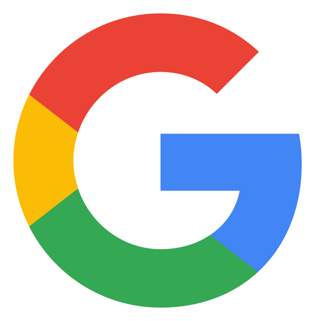 The google logo has a red , yellow , green and blue circle around it.