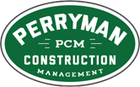 Green oval Perryman PCM Construction Management logo with white text