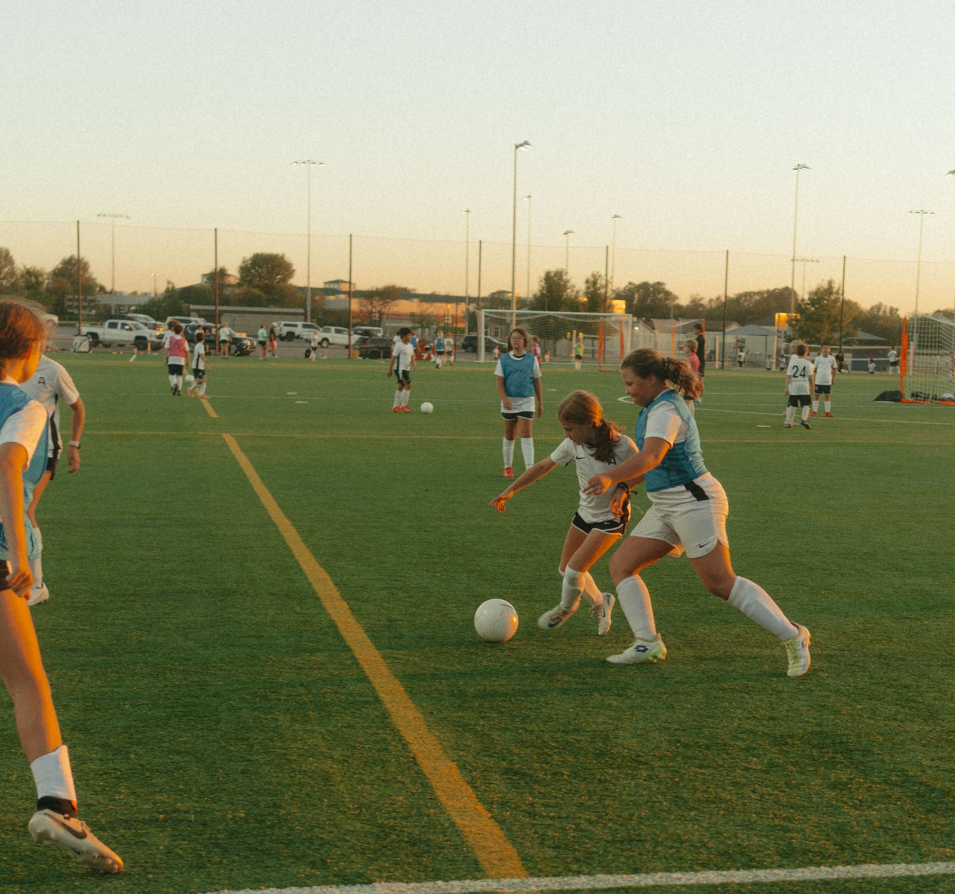 Two soccer players from Advantage Academy practicing