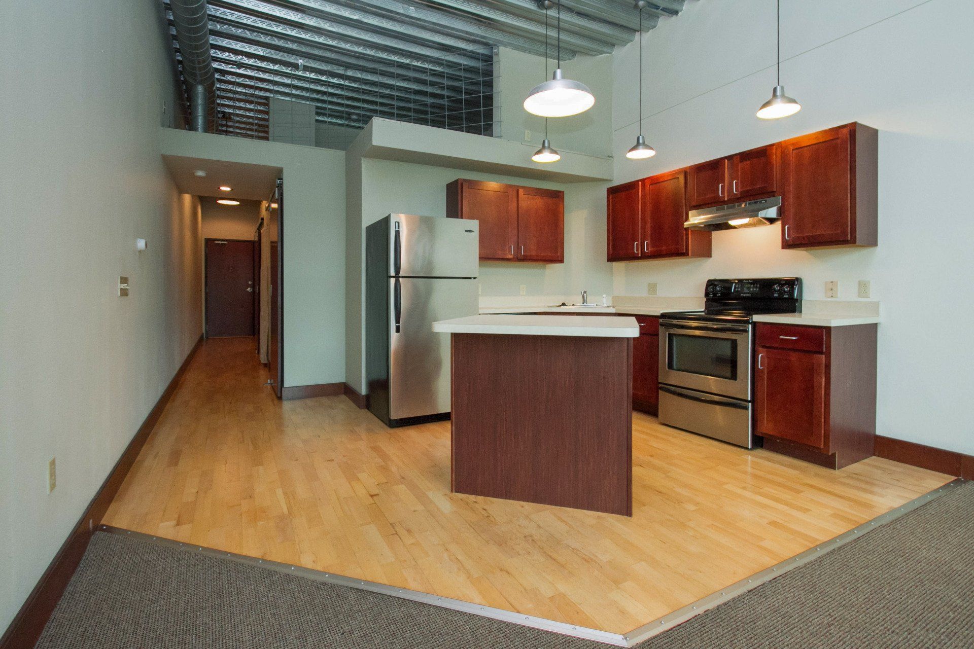 The Lofts student apartment kitchen near Iowa State