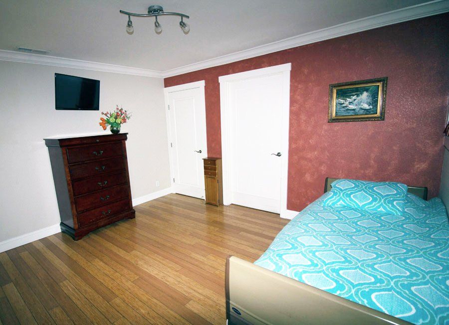 bedroom with window and tv
