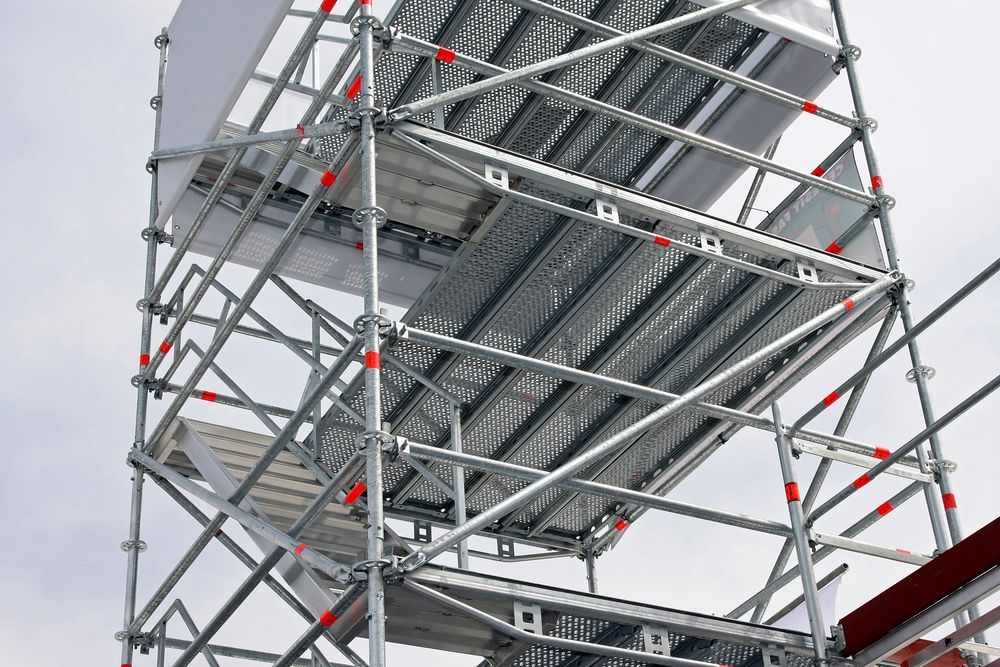 Scaffolding Tower With Metal Platforms and Stairs — NRS Scaffolding Pty Ltd in Port Macquarie, NSW