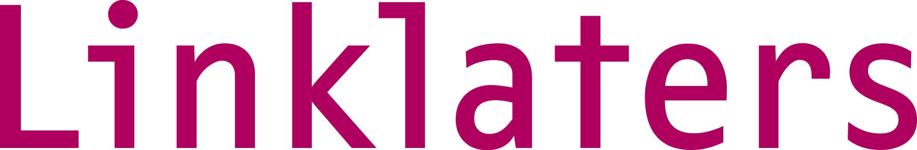 Linklaters logo in magenta on a white background