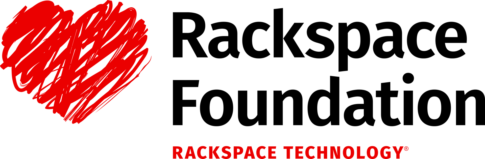 Rackspace Foundation logo with red heart graphic and black text on white background