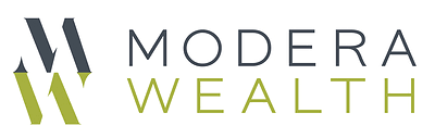 Modera Wealth logo with gray and green stylized “MW” icon and text on white background