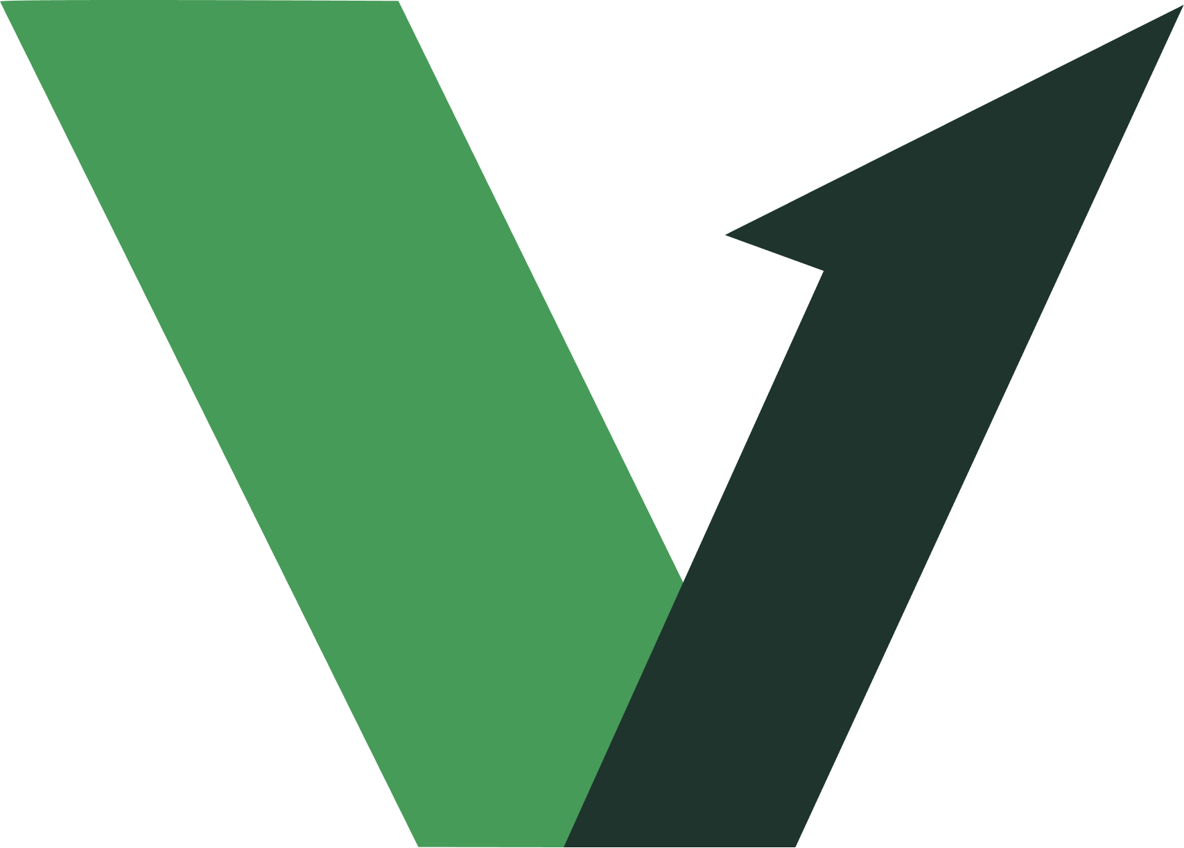 Green and dark arrow-like chevrons forming a stylized V on a white background