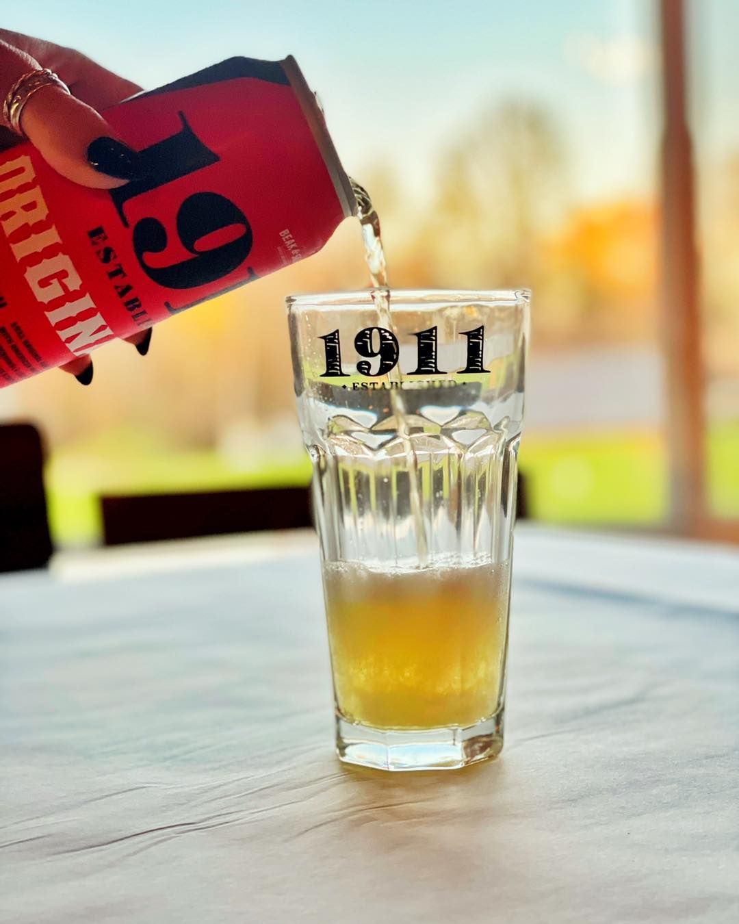 beer poured on glass
