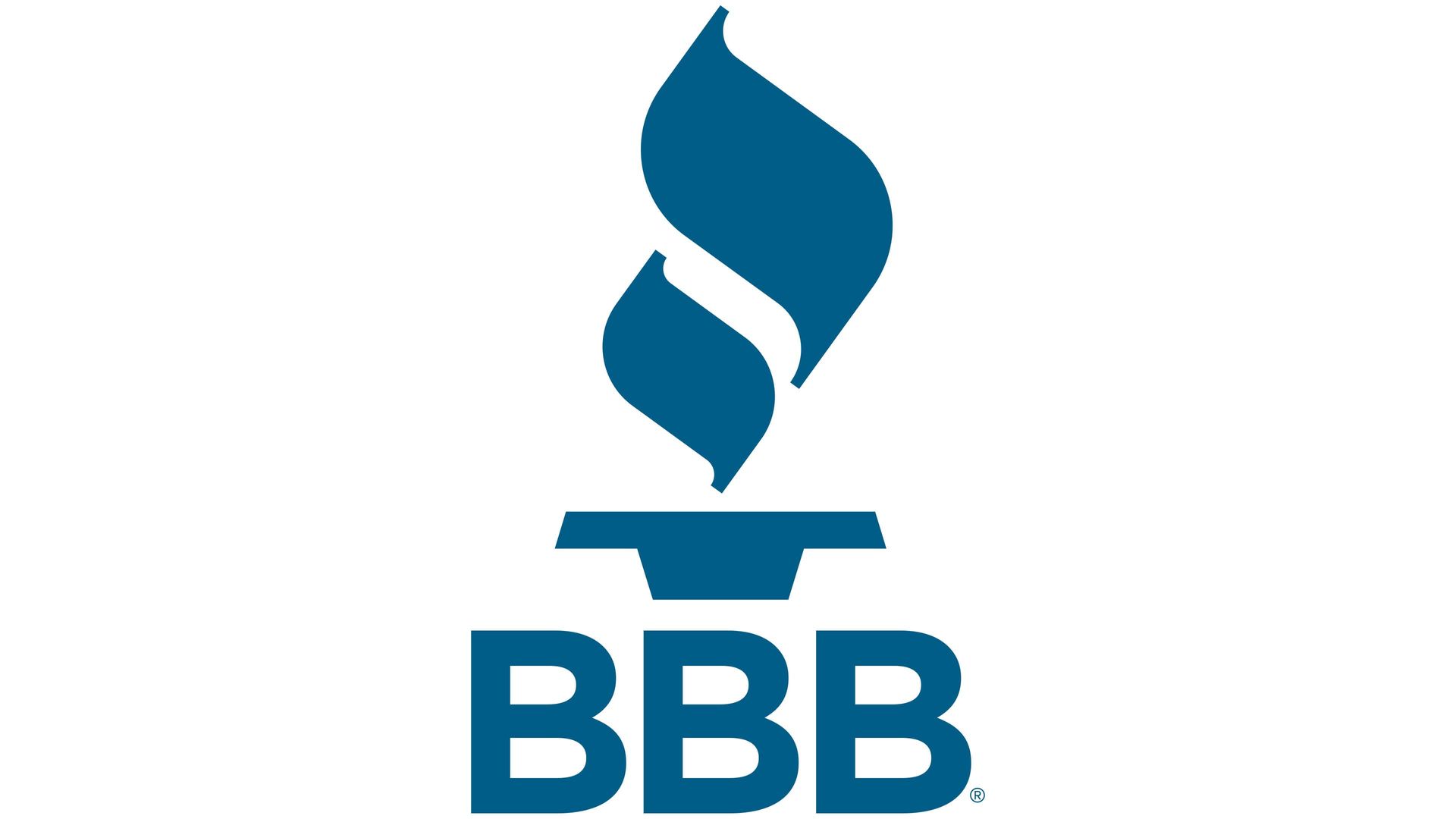 BBB logo with blue torch icon above bold blue letters on a white background
